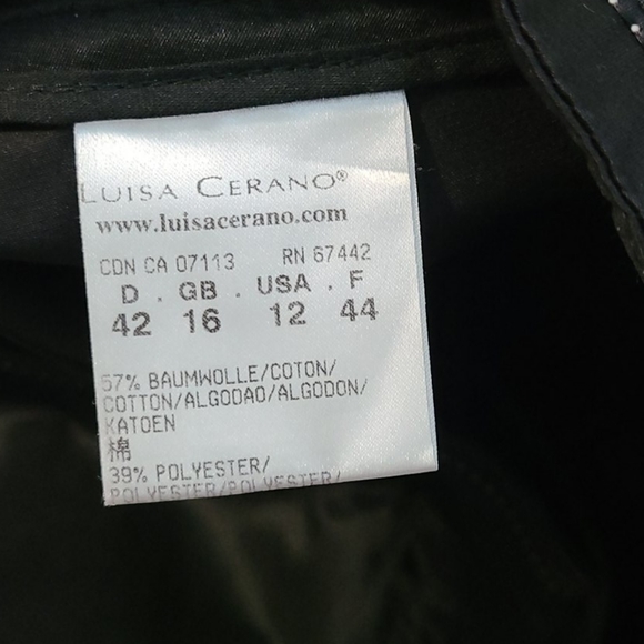 LUISA CERANO Cotton Blend Black Crepe Trousers 12 - Picture 8 of 8